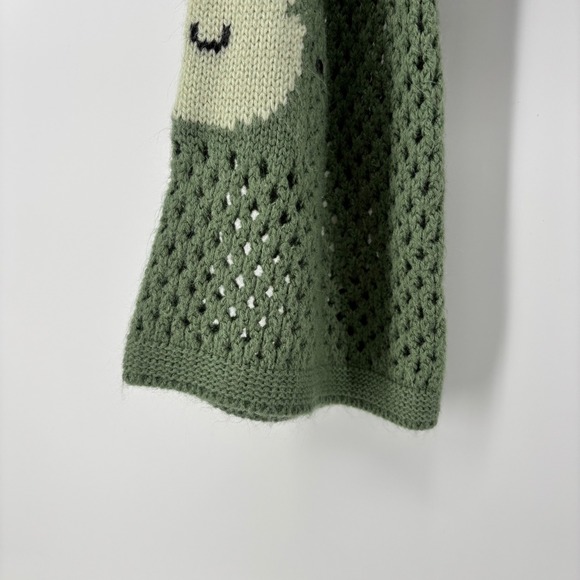 Green Frog Crochet Open Knit Cropped Cardigan Sweater Womens XL Whimsical - Picture 3 of 8